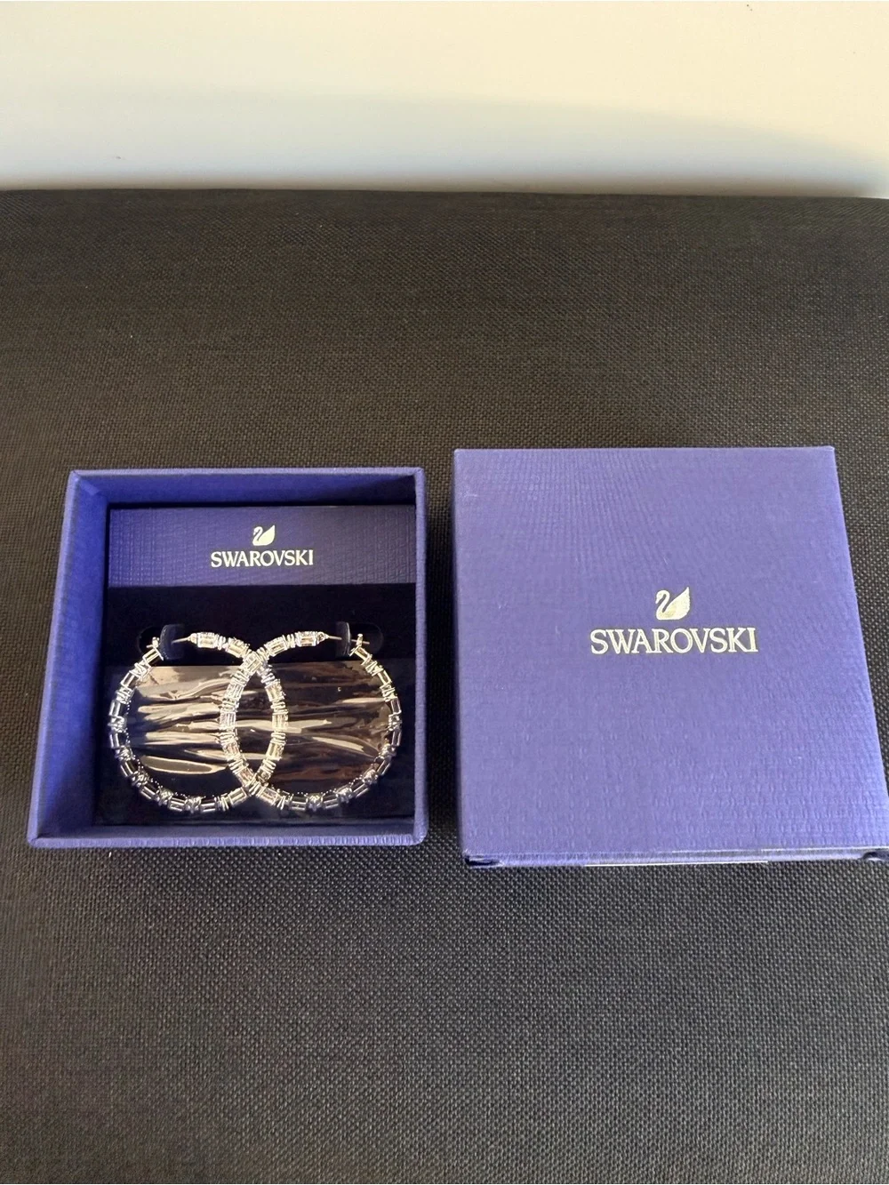 Swarovski Millenia Silver Hoop Earrings with Clear Crystal Accents